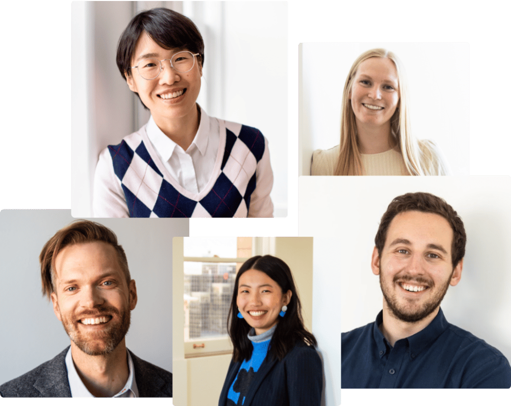 Compilation of five headshots of men and women, data scientists.